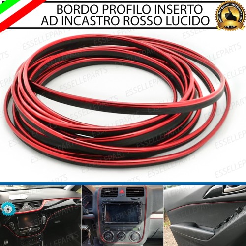 Bordo - ROSSO - Profilo 5 metri ad incastro per Cruscotti Interni Auto in PVC Modellabile