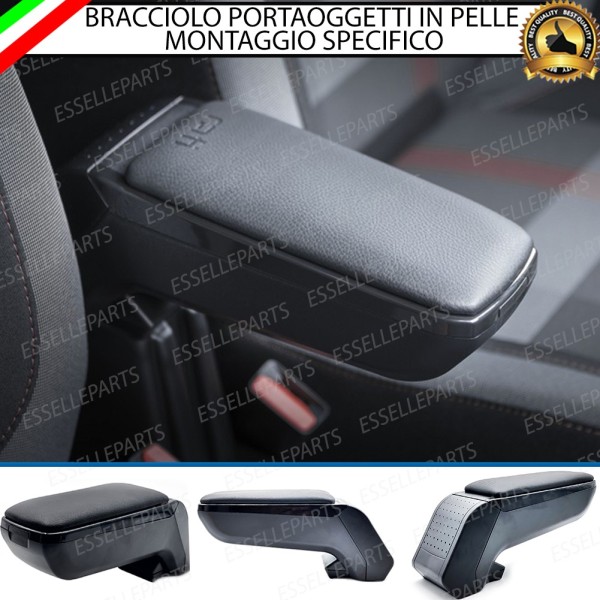 -Per Modelli Restyling - Bracciolo Portaoggetti in Eco Pelle Regolabile Specifico per Fiat 500