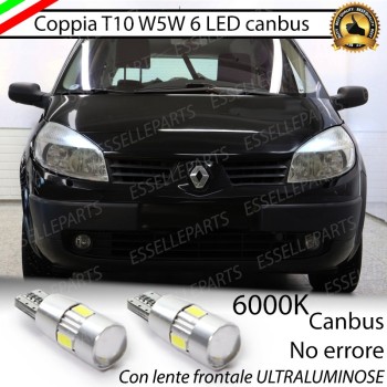 Coppia Lampade T10 W5W 6 LED Canbus 6000K RENAULT SCENIC 2 con fari a parabola Coppia Lampade T10 W5W 6 LED Canbus 6000K RENAULT SCENIC 2 con fari a parabola