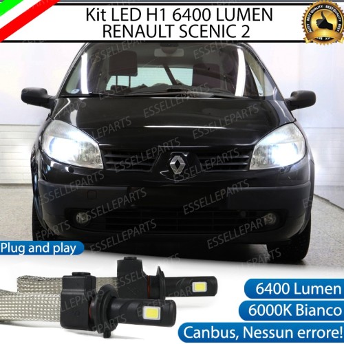 Kit Full LED H1 Abbaglianti 6400 Lumen 6000K RENAULT SCENIC 2 con fari a parabola