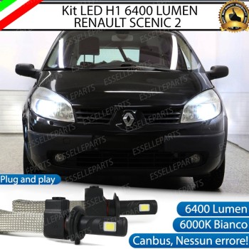 Kit Full LED H1 Abbaglianti 6400 Lumen 6000K RENAULT SCENIC 2 con fari a parabola Kit Full LED H1 Abbaglianti 6400 Lumen 6000K RENAULT SCENIC 2 con fari a parabola