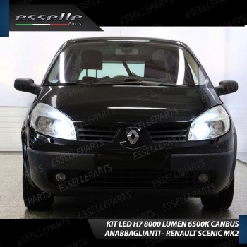 Conversione Fari Full LED 6000K bianco RENAULT SCENIC 2 con fari a parabola Conversione Fari Full LED 6000K bianco RENAULT SCENIC 2 con fari a parabola