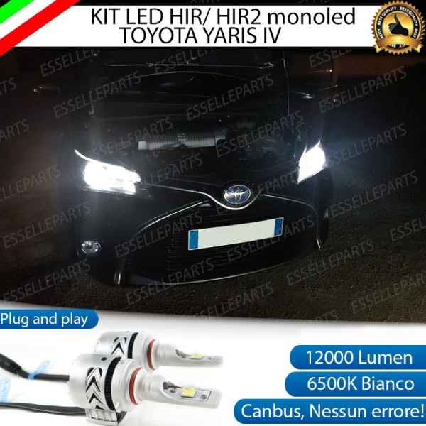 Kit Mono led HIR/HIR2 12000 Lumen 6000K bianco Toyota Yaris MK3 con fari lenticolari