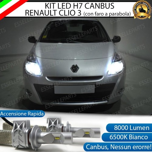Kit Full LED H7 8000 Lumen 6000K bianco Abbaglianti Renault Clio 3 fari a parabola