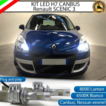 Kit Full LED H7 8000 Lumen 6000K Abbaglianti RENAULT SCENIC 3 con fari a parabola