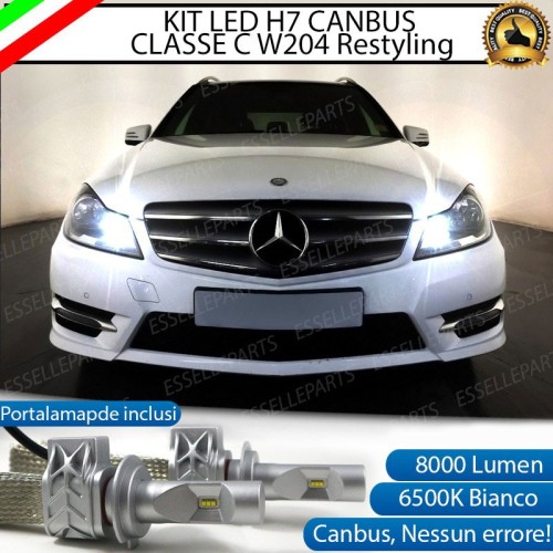 Kit Full LED H7 8000 Lumen 6000K bianco Abbaglianti MERCEDES CLASSE C W204 RESTYLING