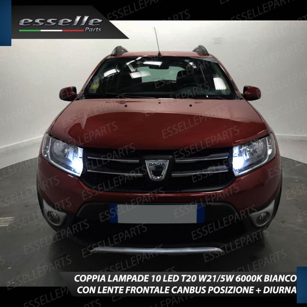 Coppia Luci di Posizione / Diurne 10 LED T20 Dacia Sandero 2 con parabola singola