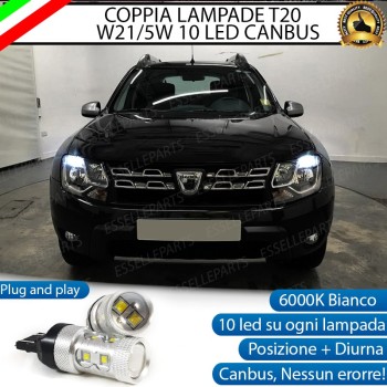 Luci di Posizione/Diurne 10 LED T20 6000K Bianco Canbus Dacia Duster Restyling