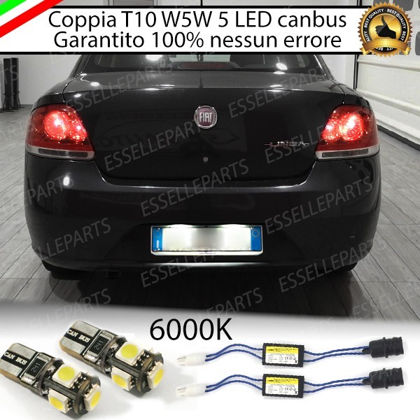 Coppia Luci Targa 5 LED Per Fiat Linea Canbus 6000K Bianco Ghiaccio