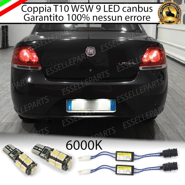 Coppia Luci Targa 9 LED Per Fiat Linea Canbus 6000K Bianco Ghiaccio No Error