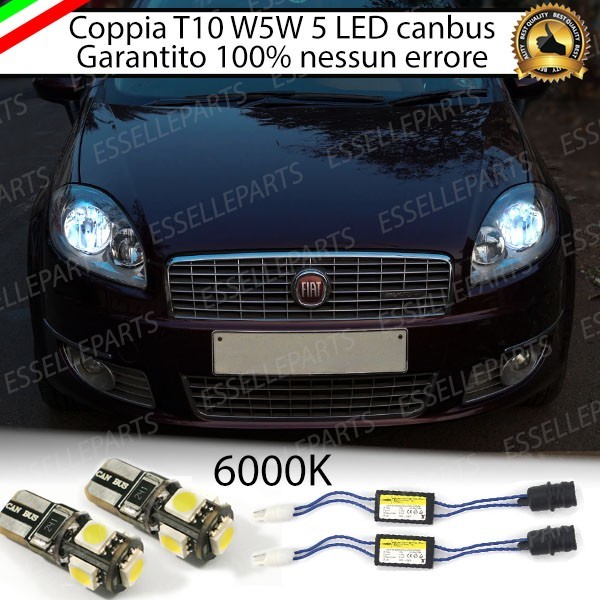 Coppia Luci Posizione 5 LED Per Fiat Linea Canbus 6000K Bianco Ghiaccio