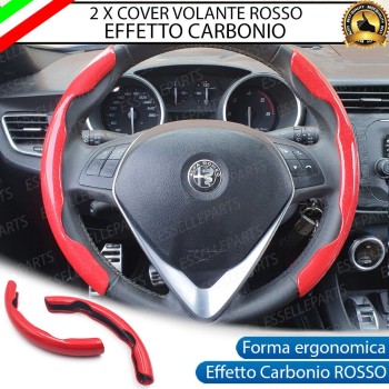 Cover per Volante Effetto Carbonio Rosso Antiscivolo per Auto