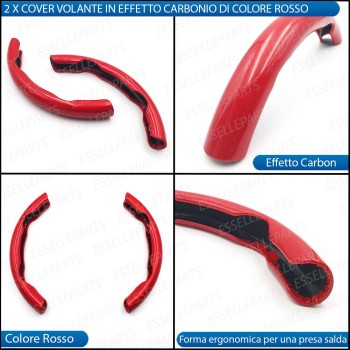 Cover per Volante Effetto Carbonio Rosso Antiscivolo per Auto
