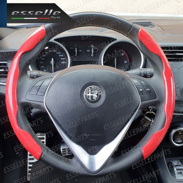 Cover per Volante Effetto Carbonio Rosso Antiscivolo per Auto