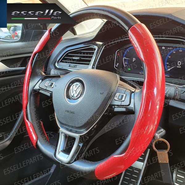 Cover per Volante Effetto Carbonio Rosso Antiscivolo per Auto