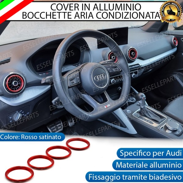 4 Inserti Rosso Satinato Bocchettoni Aria Condizionata per Audi Q2