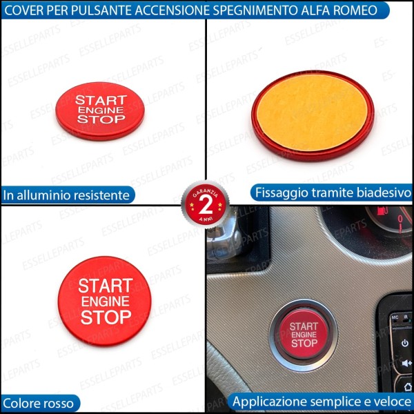 Cover - ROSSO - Pulsante Accensione per Alfa Romeo Spider