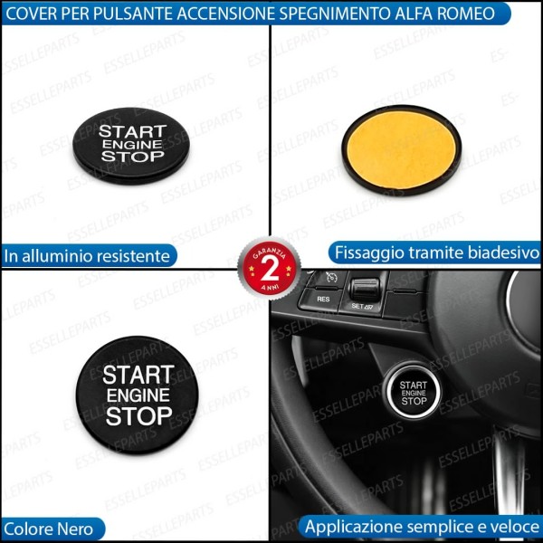 Cover - NERO - Pulsante Accensione per Alfa Romeo Giulia