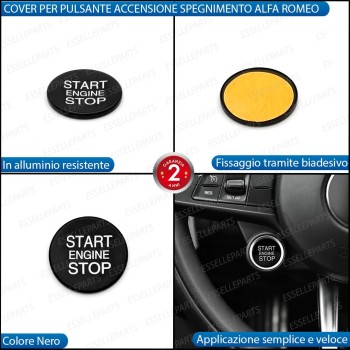 Cover - NERO - Pulsante Accensione per Alfa Romeo Giulia