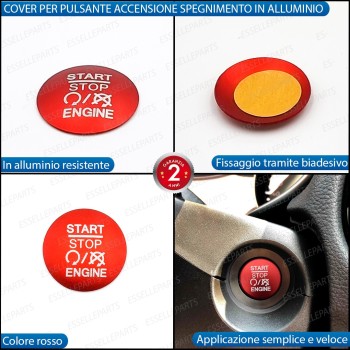 Cover - ROSSO - Pulsante Accensione per JEEP COMPASS II
