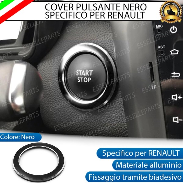 Cover - NERO - per Pulsante Accensione Engine in Alluminio per Renault Koleos II