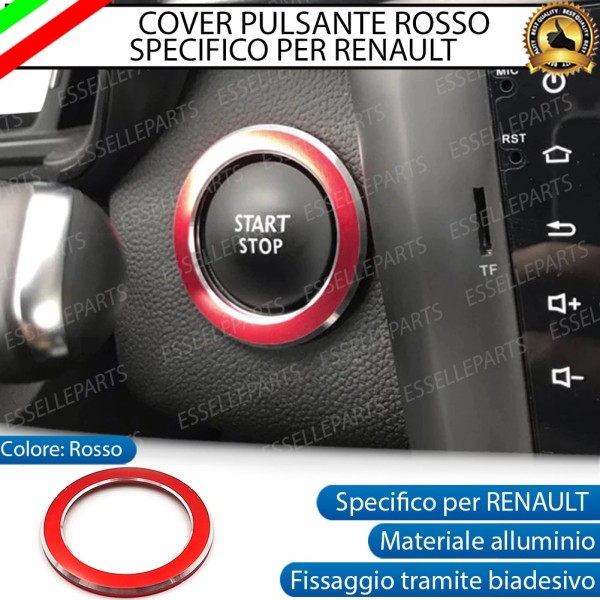 Cover - ROSSO - per Pulsante Accensione Engine in Alluminio per Renault Koleos II