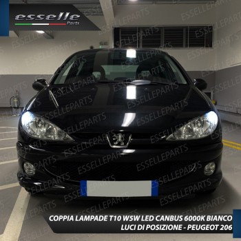 Coppia luci di posizione T10 W5W 6 LED canbus 6000K Bianco Peugeot 206 Fino 09/2006