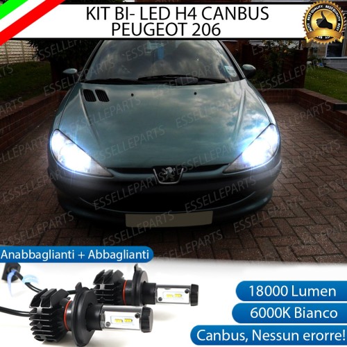 Kit Full LED H4 18000 Lumen 6000K bianco PEUGEOT 206 con Fari a parabola singola