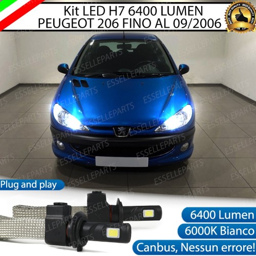 Kit Full LED H7 6400 LUMEN 6000K Abbaglianti PEUGEOT 206 con fari a parabola doppia