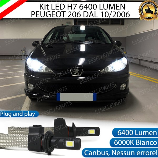 Kit Full LED H7 6400 LUMEN 6000K Abbaglianti PEUGEOT 206 con fari a parabola doppia