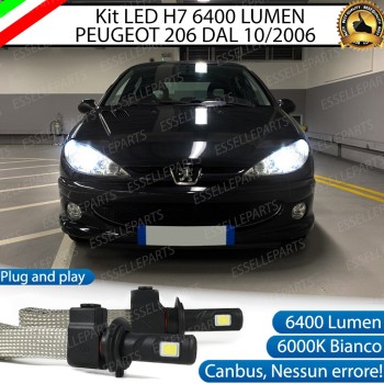 Kit Full LED H7 6400 LUMEN 6000K Abbaglianti PEUGEOT 206 con fari a parabola doppia