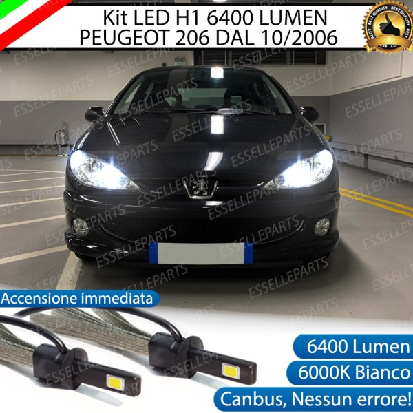 Kit Full LED H1 Abbaglianti 6400 LUMEN 6000K PEUGEOT 206 con fari a parabola doppia