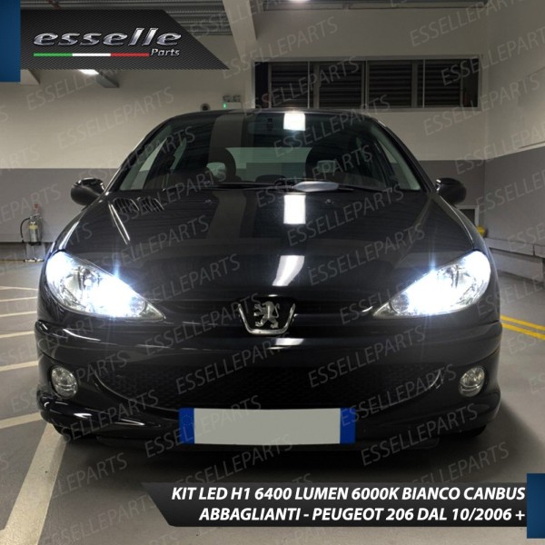 Kit Full LED H1 Abbaglianti 6400 LUMEN 6000K PEUGEOT 206 con fari a parabola doppia