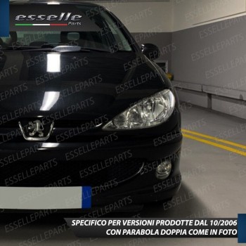Conversione Fari Full LED 6000K bianco PEUGEOT 206 con fari a parabola doppia