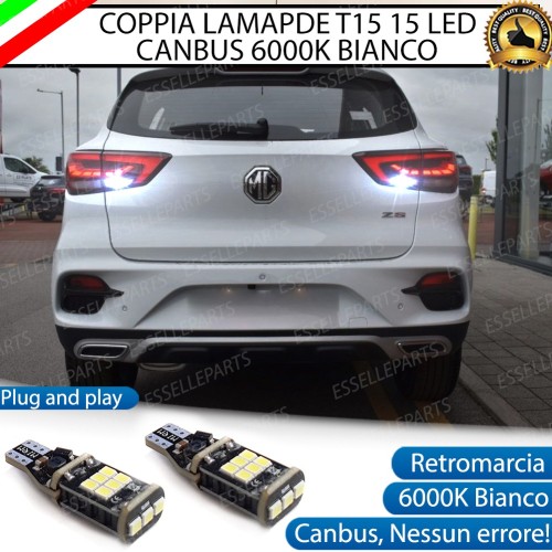 Coppia Lampade 15 LED Retromarcia T15 1200 Lumen Canbus 6000K per MG ZS Restyling