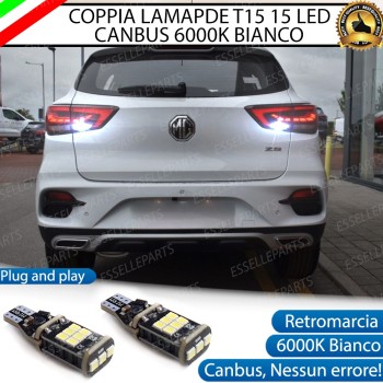 Coppia Lampade 15 LED Retromarcia T15 1200 Lumen Canbus 6000K per MG ZS Restyling
