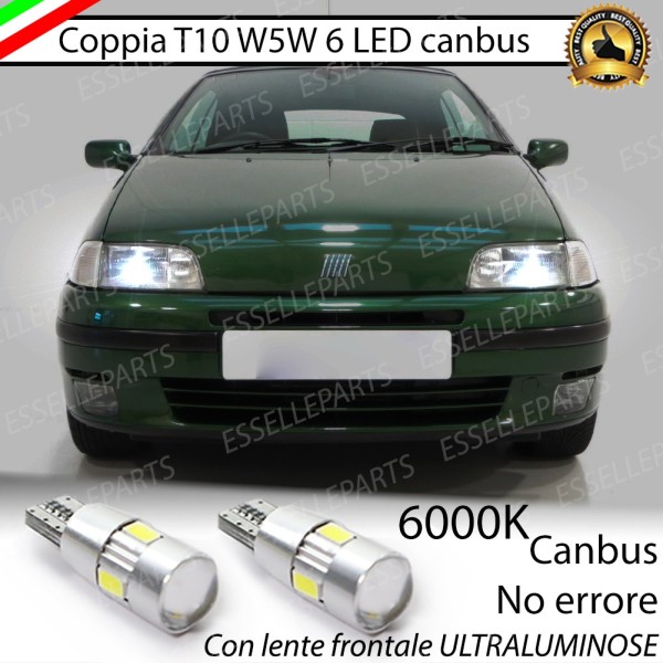 Coppia Lampade T10 W5W LED canbus con lente frontale per luci di posizione per FIAT PUNTO MK1