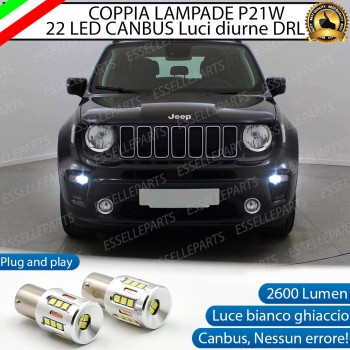 Coppia Luci Diurne DRL P21W 22 LED 6000K Bianco Canbus per Jeep Renegade Dal 2019 Coppia Luci Diurne DRL P21W 22 LED 6000K Bianco Canbus per Jeep Renegade Dal 2019