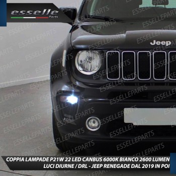 Coppia Luci Diurne DRL P21W 22 LED 6000K Bianco Canbus per Jeep Renegade Dal 2019 Coppia Luci Diurne DRL P21W 22 LED 6000K Bianco Canbus per Jeep Renegade Dal 2019