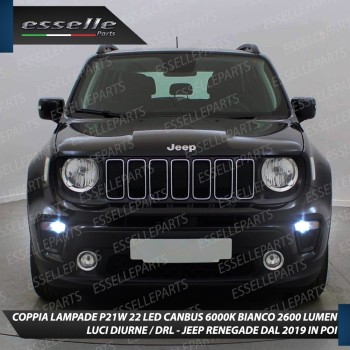 Coppia Luci Diurne DRL P21W 22 LED 6000K Bianco Canbus per Jeep Renegade Dal 2019 Coppia Luci Diurne DRL P21W 22 LED 6000K Bianco Canbus per Jeep Renegade Dal 2019