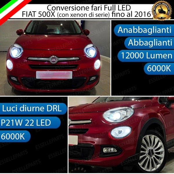 KIT LED D5S CONVERSIONE BIXENO A LED DRL P21W 22 LED 6000K FIAT 500X fino al 2016