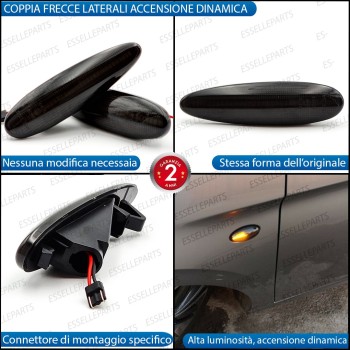 Placchette Dinamiche Laterali nere a led per frecce specifiche per FIAT BRAVA HGT