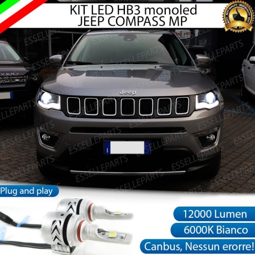 Kit Mono LED HB3 12000 Lumen 6000K bianco JEEP COMPASS MK2 Con Fari Lenticolari
