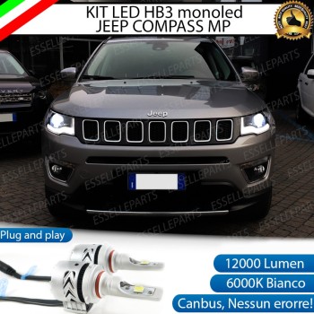 Kit Mono LED HB3 12000 Lumen 6000K bianco JEEP COMPASS MK2 Con Fari Lenticolari