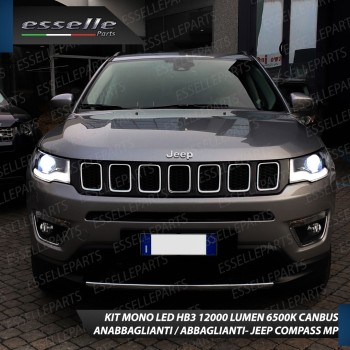 Kit Mono LED HB3 12000 Lumen 6000K bianco JEEP COMPASS MK2 Con Fari Lenticolari