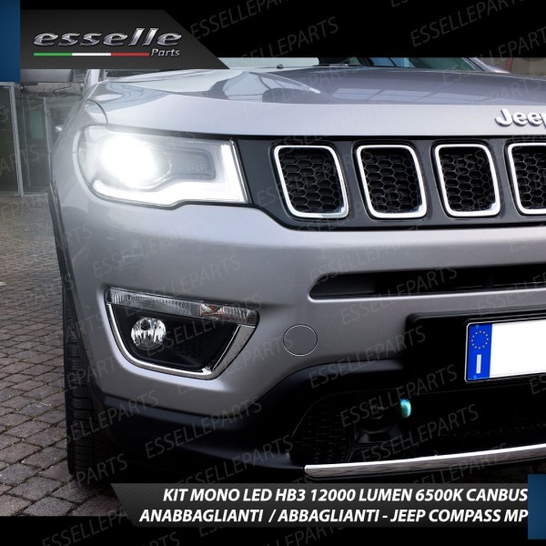 Kit Mono LED HB3 12000 Lumen 6000K bianco JEEP COMPASS MK2 Con Fari Lenticolari