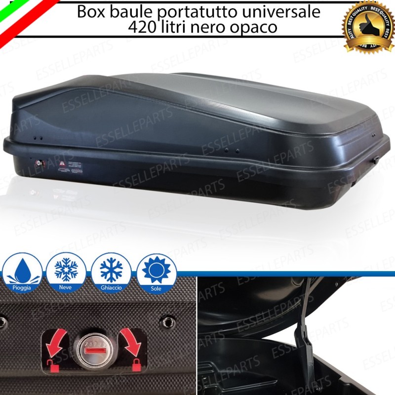 Baule Box da Tetto Portapacchi Nero Opaco con Antifurto per Honda Jazz III