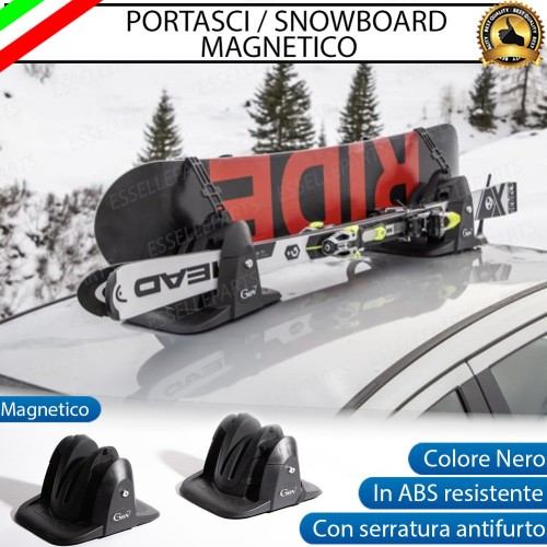 Portasci Portasnowboard Magnetico per un Paio di Sci e uno Snowboard in ABS resistente