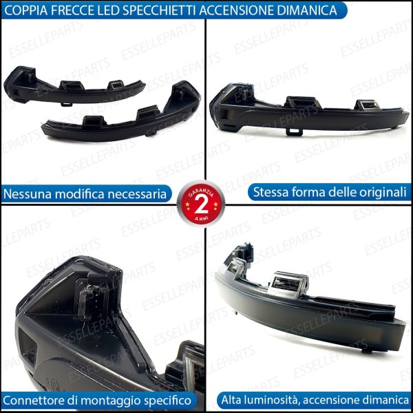 Coppia Frecce LED Dinamiche Laterali per specchietti VW TAIGO nero fumè