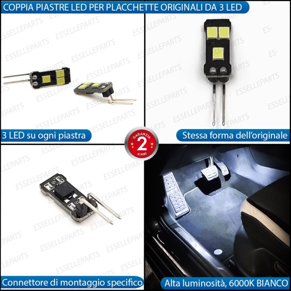 LED VANO PIEDI PEDALI TAPPETINI PIEDI VW T-ROC 6000K BIANCO CANBUS